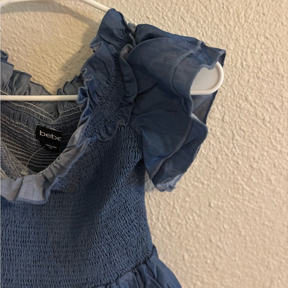 bebe Navy Ruffled Blouse - Picture 3 of 4